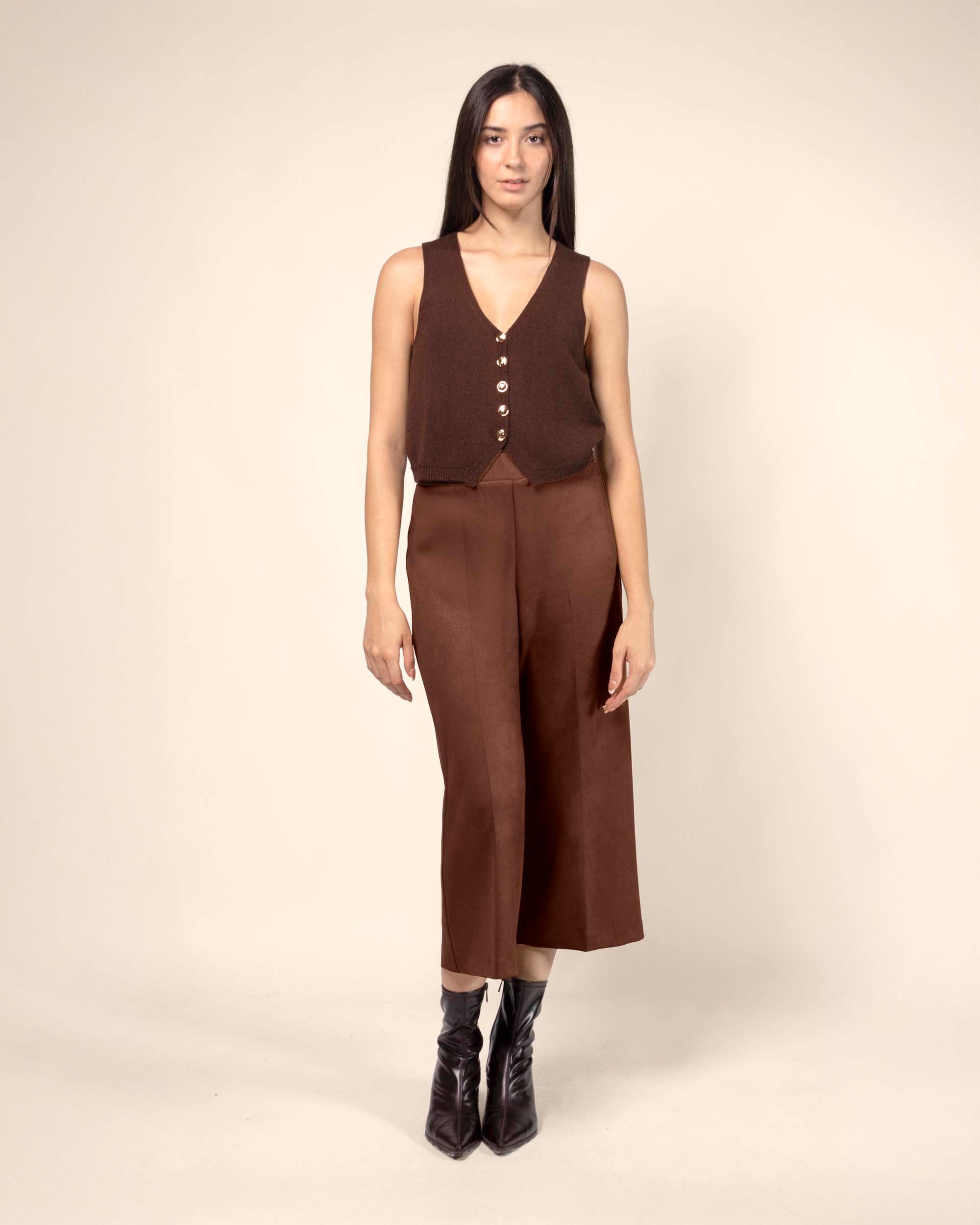 Pantalón culotte efecto ante