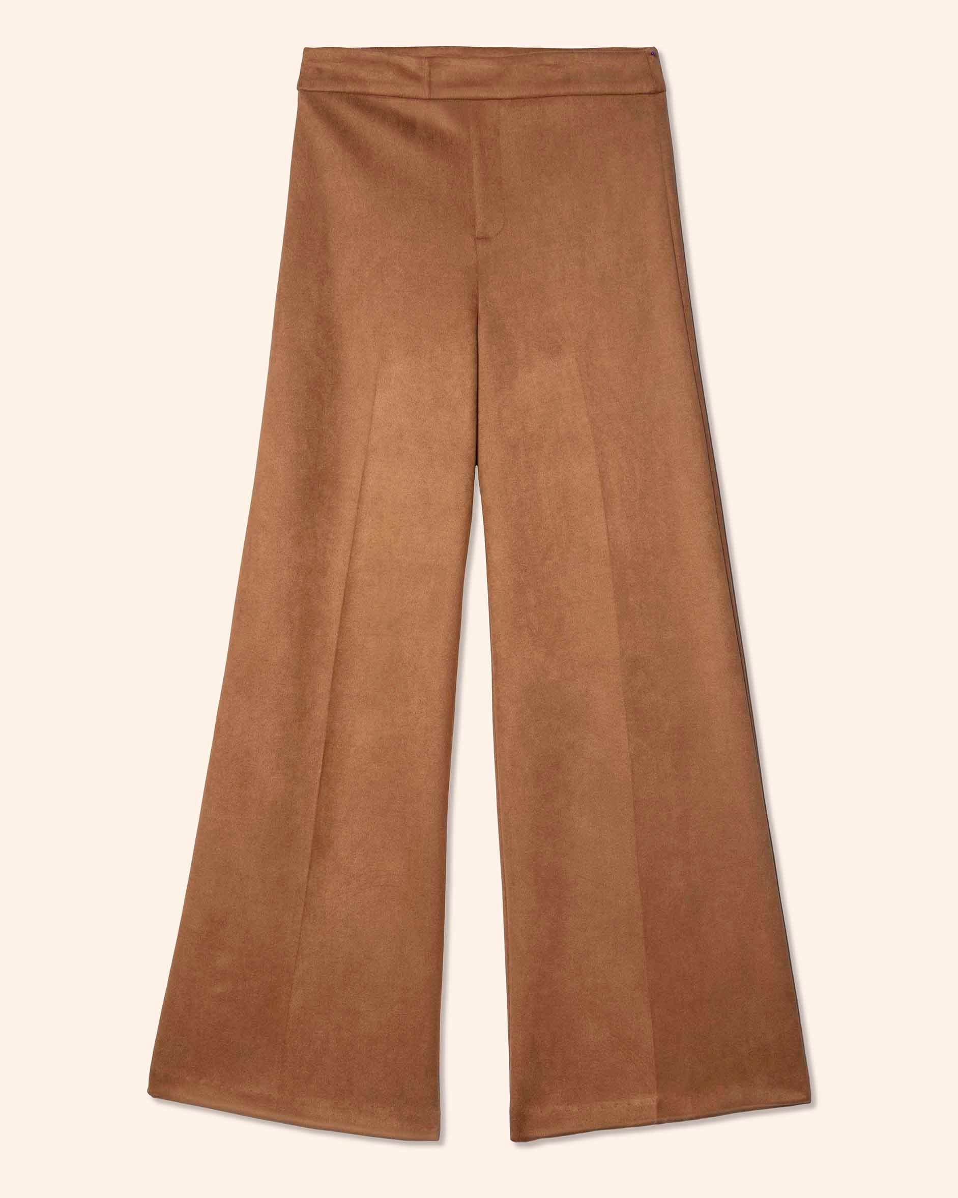 Pantalón efecto ante con cruce en pretina