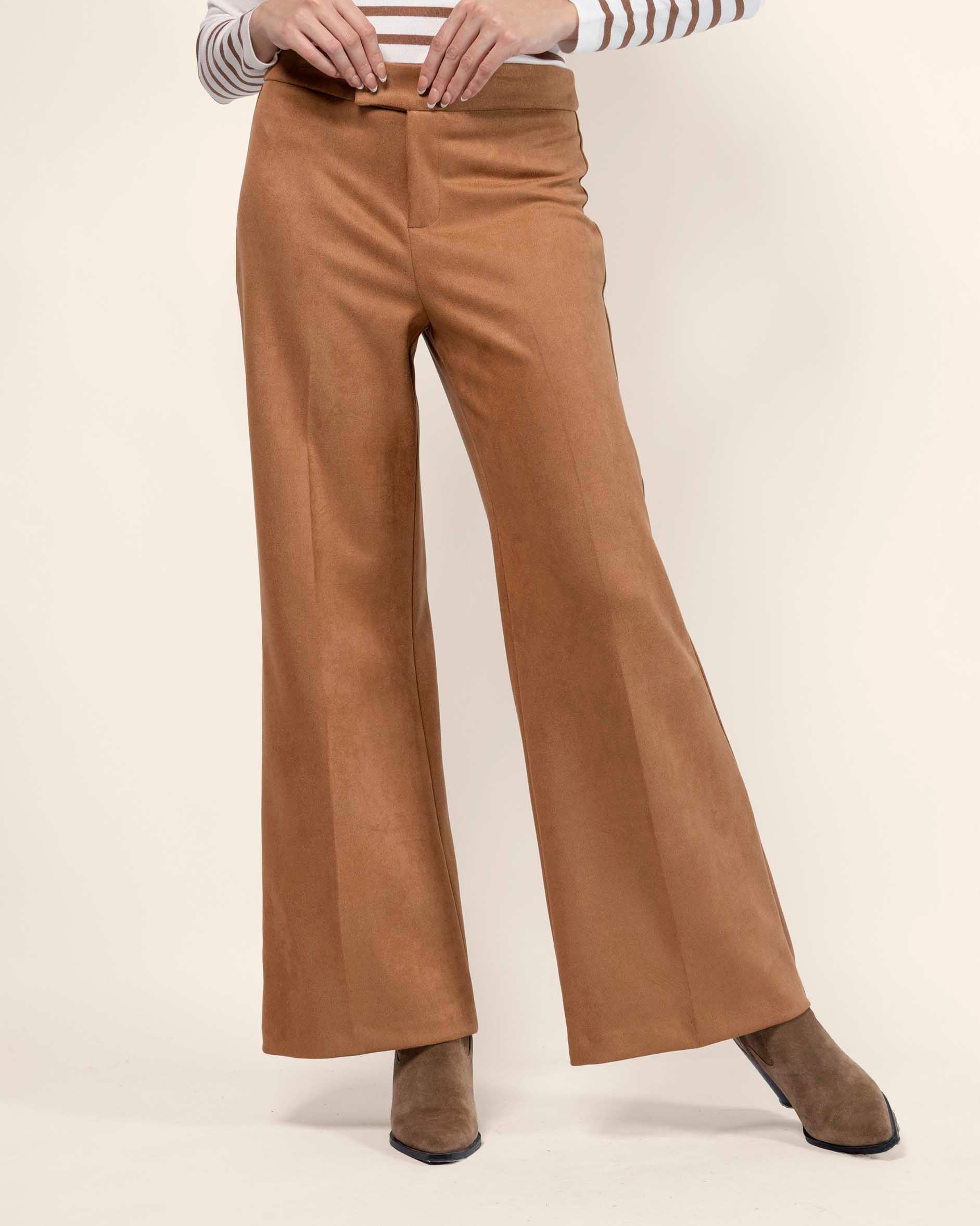 Pantalón efecto ante con cruce en pretina