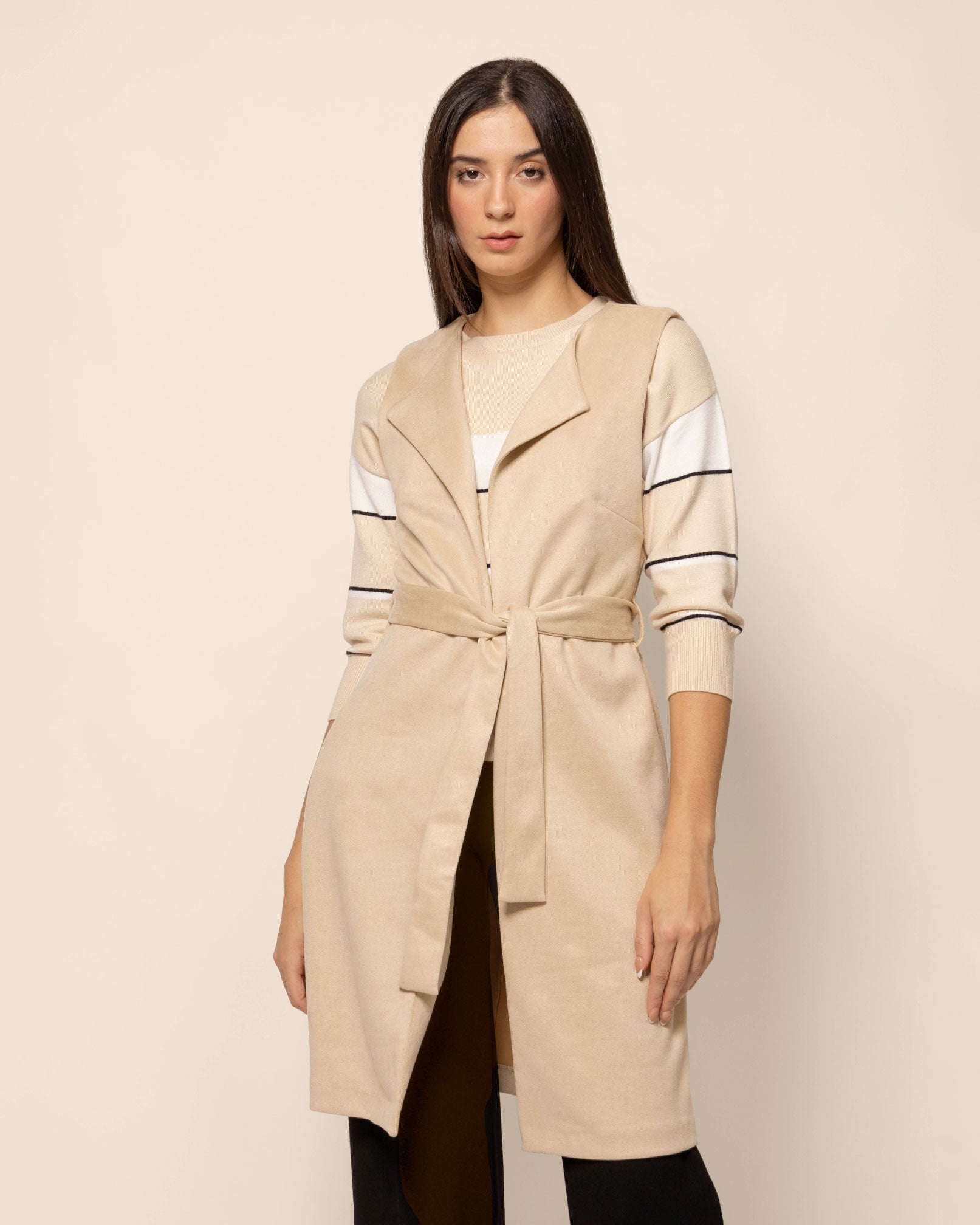 Chaleco largo efecto ante