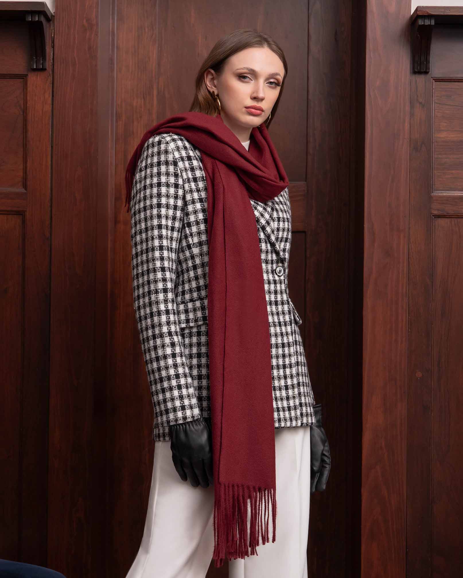 Abrigo con cruce a cuadros