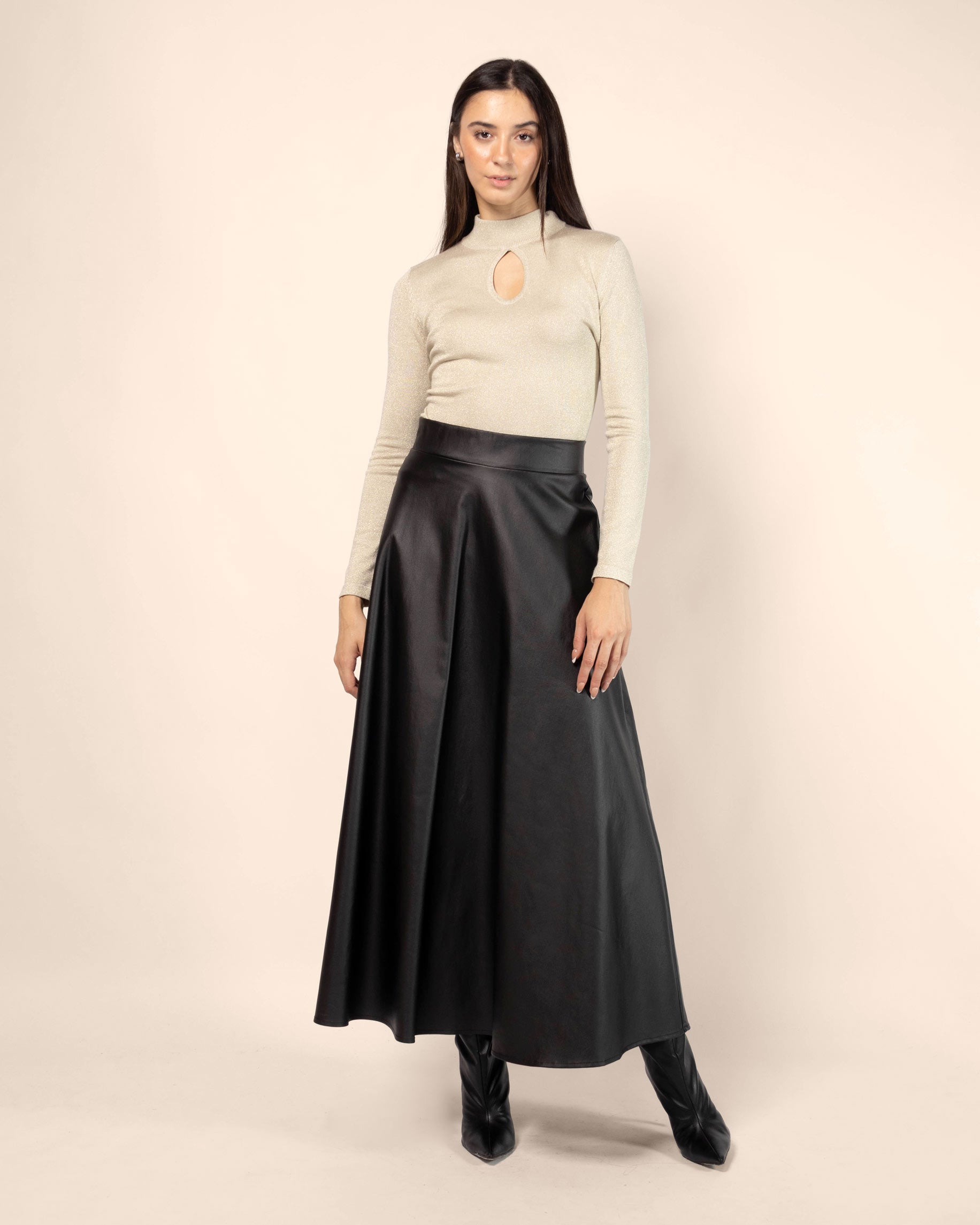 Falda maxi efecto piel