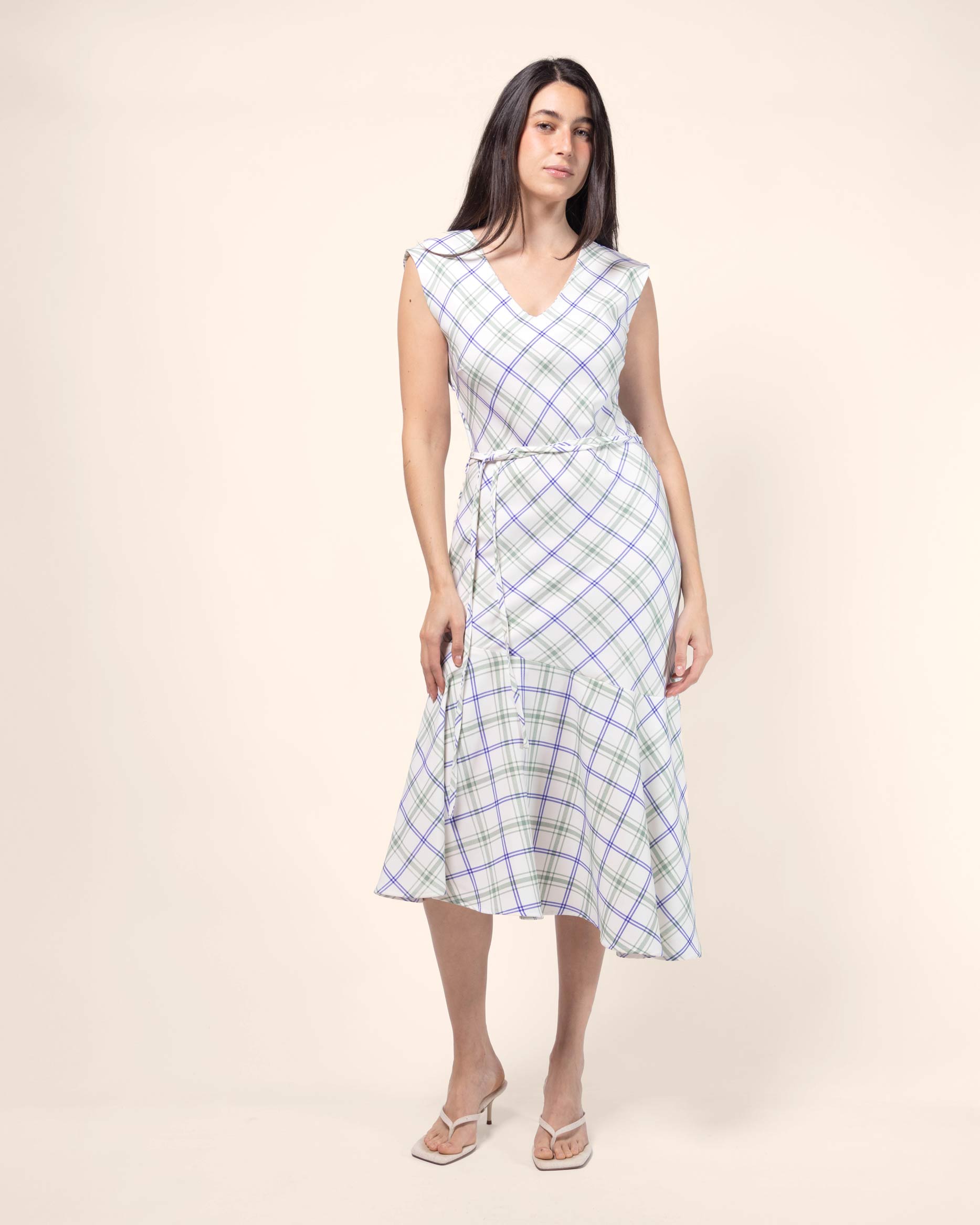 Vestido midi a cuadros