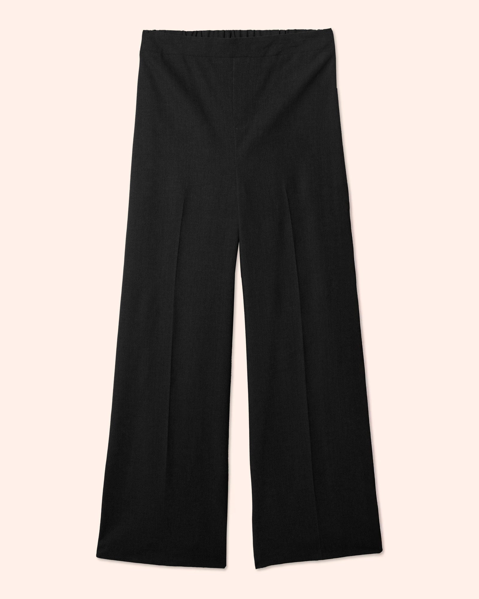 Pantalón recto pretina lisa y elástico atrás