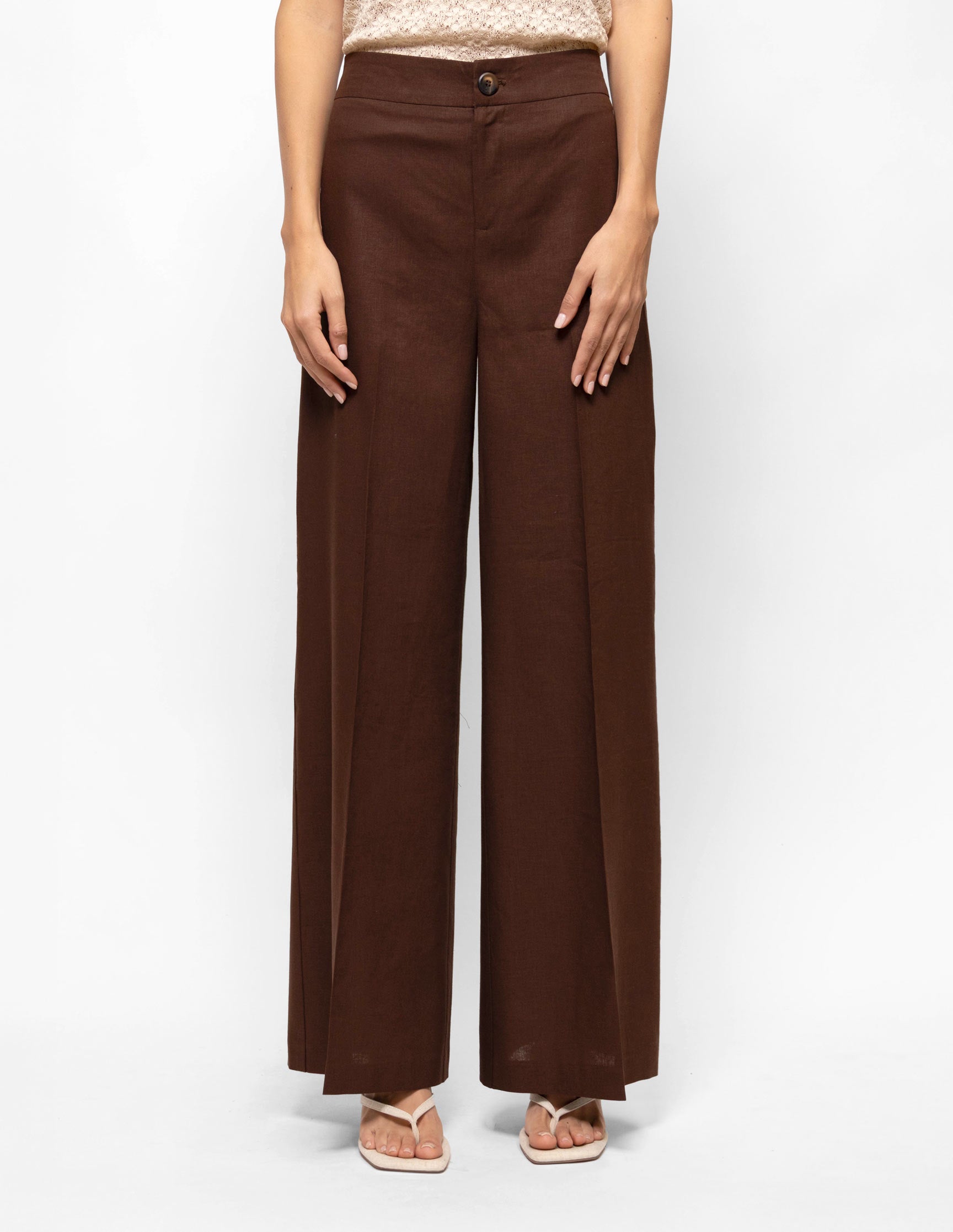 Pantalón con lino y elástico