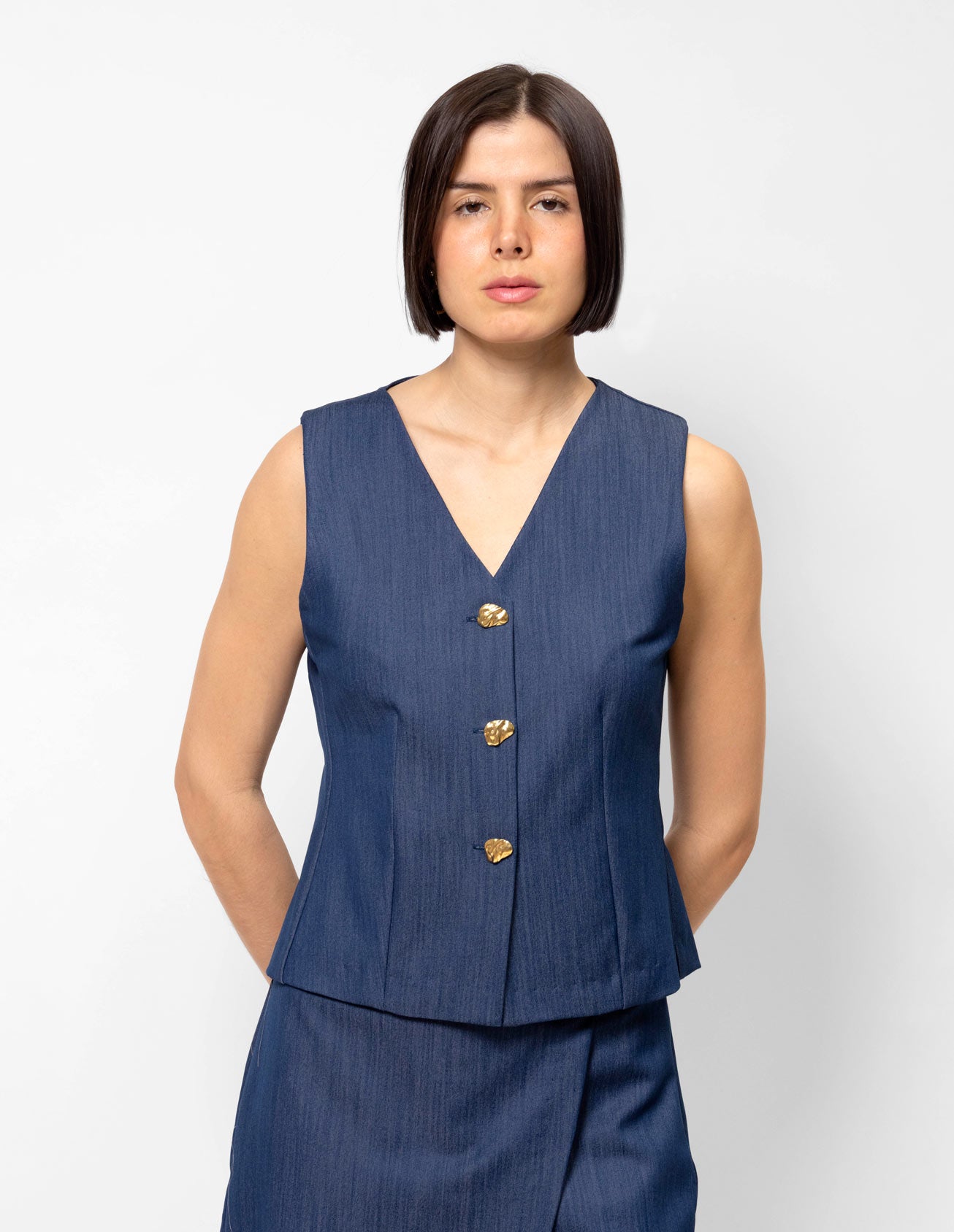 Chaleco efecto denim