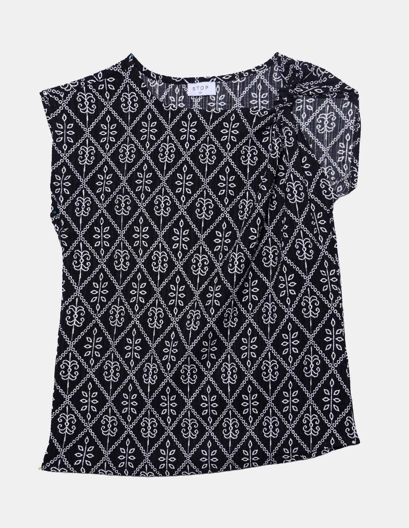 Blusa estampada nudo hombro