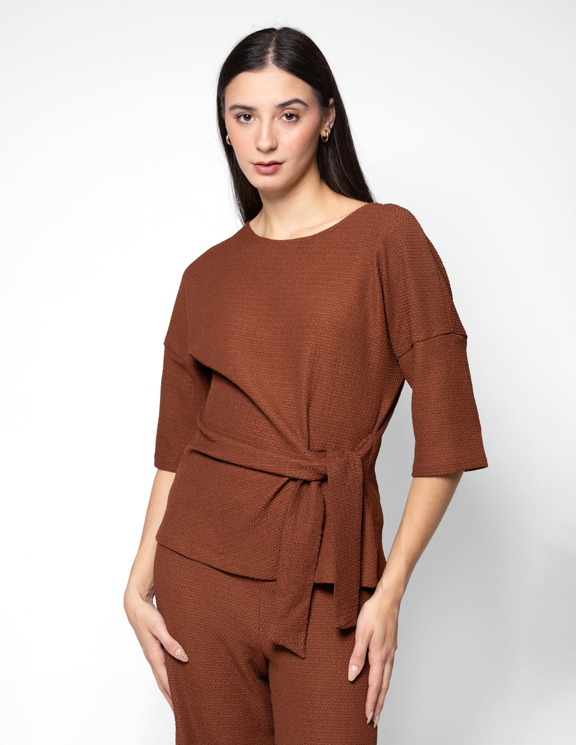 Blusa manga 3/4 tela con textura