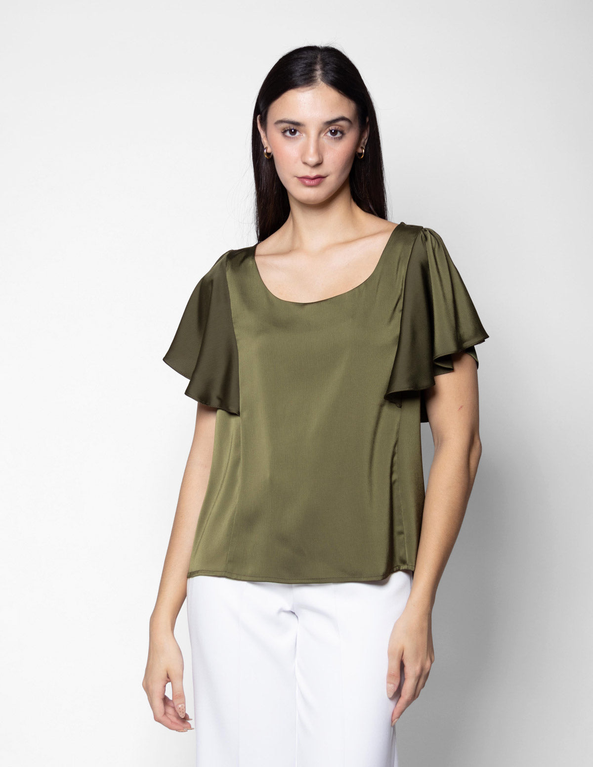 Blusa manga corta con olán