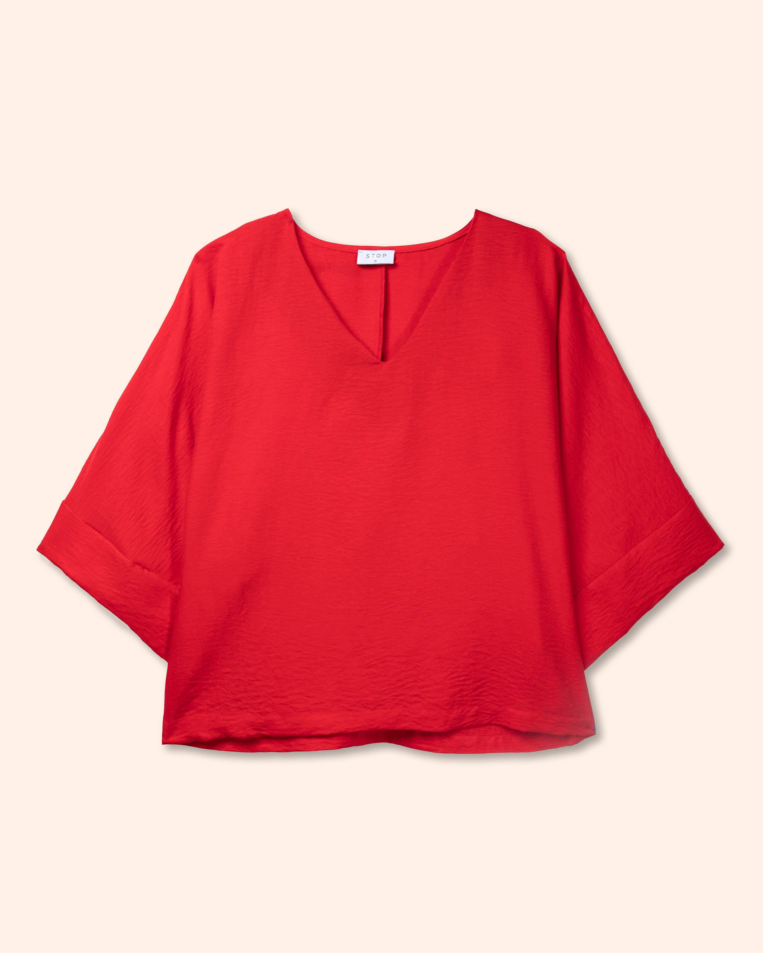 blusa-casual-roja-manga-3-4