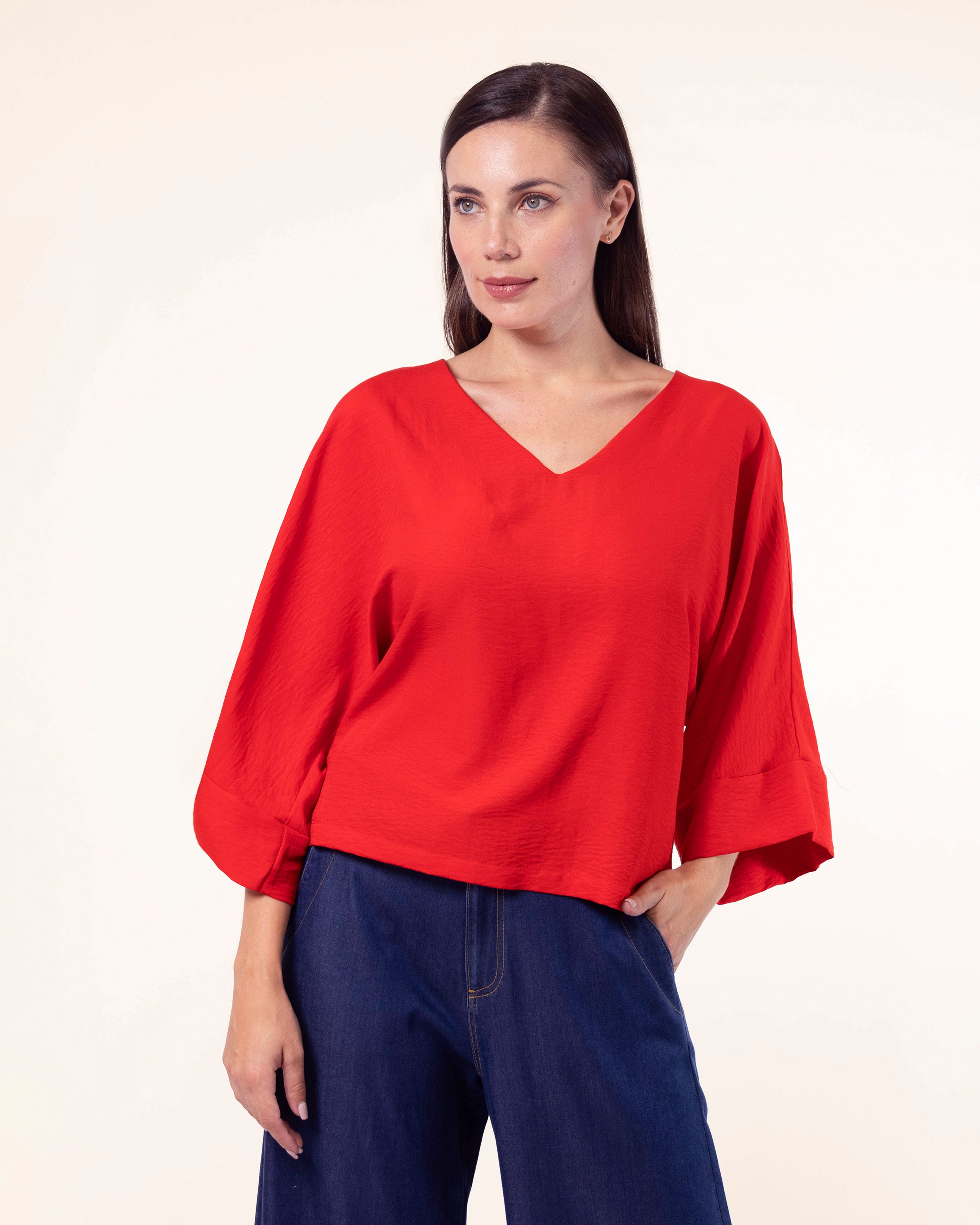 blusa-manga-tres-cuartos-rojo