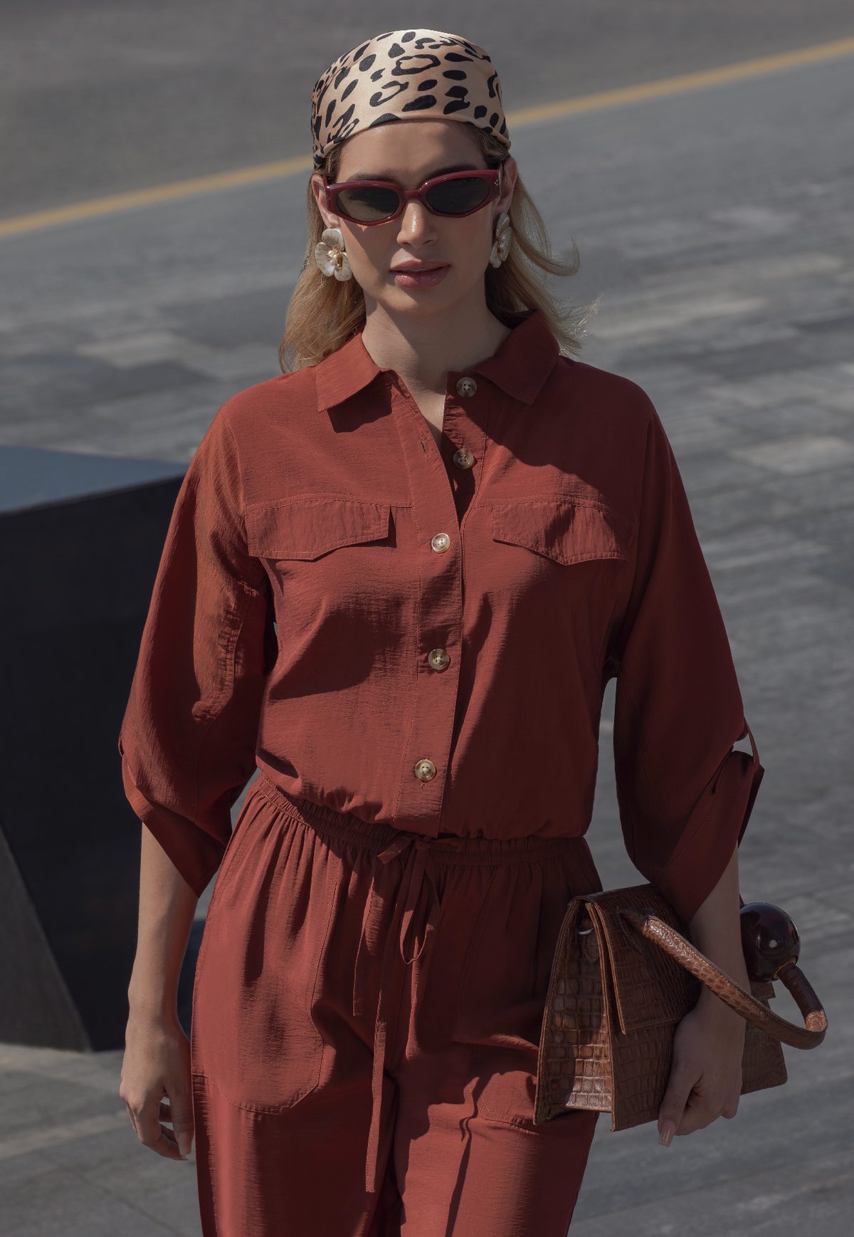 Blusa manga 3/4 corrida con roll up