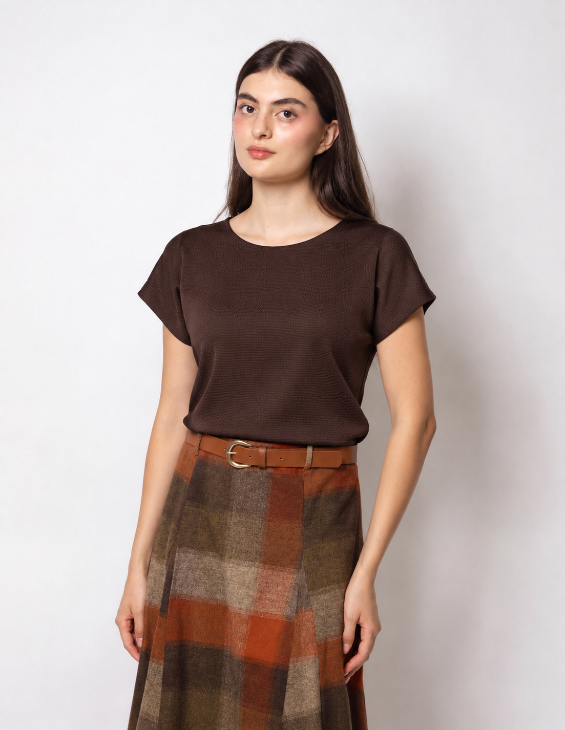 Blusa manga corta cuello redondo