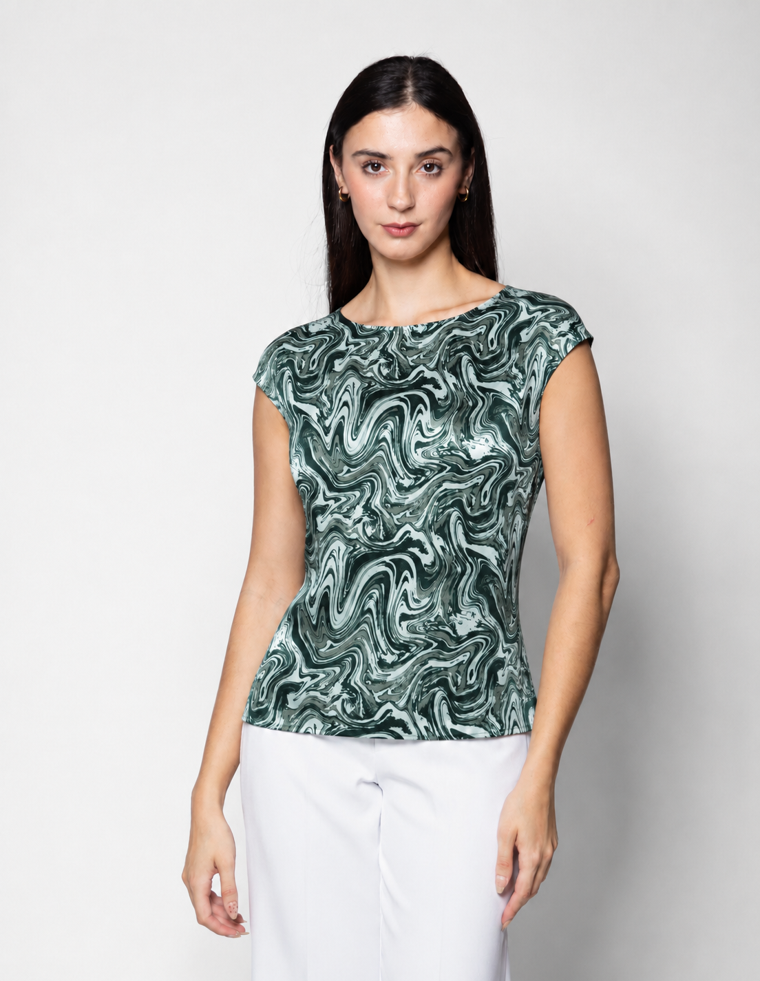 Blusa manga corta corrida estampada